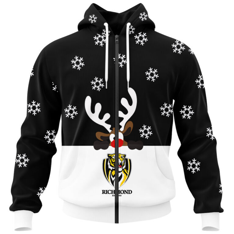 AFL Richmond Tigers Christmas | Custom Name & Number | Hoodie/Zip/T-Shirt/Polo/Knitted Sweaters