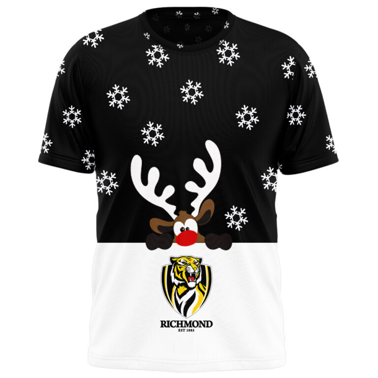 AFL Richmond Tigers Christmas | Custom Name & Number | Hoodie/Zip/T-Shirt/Polo/Knitted Sweaters