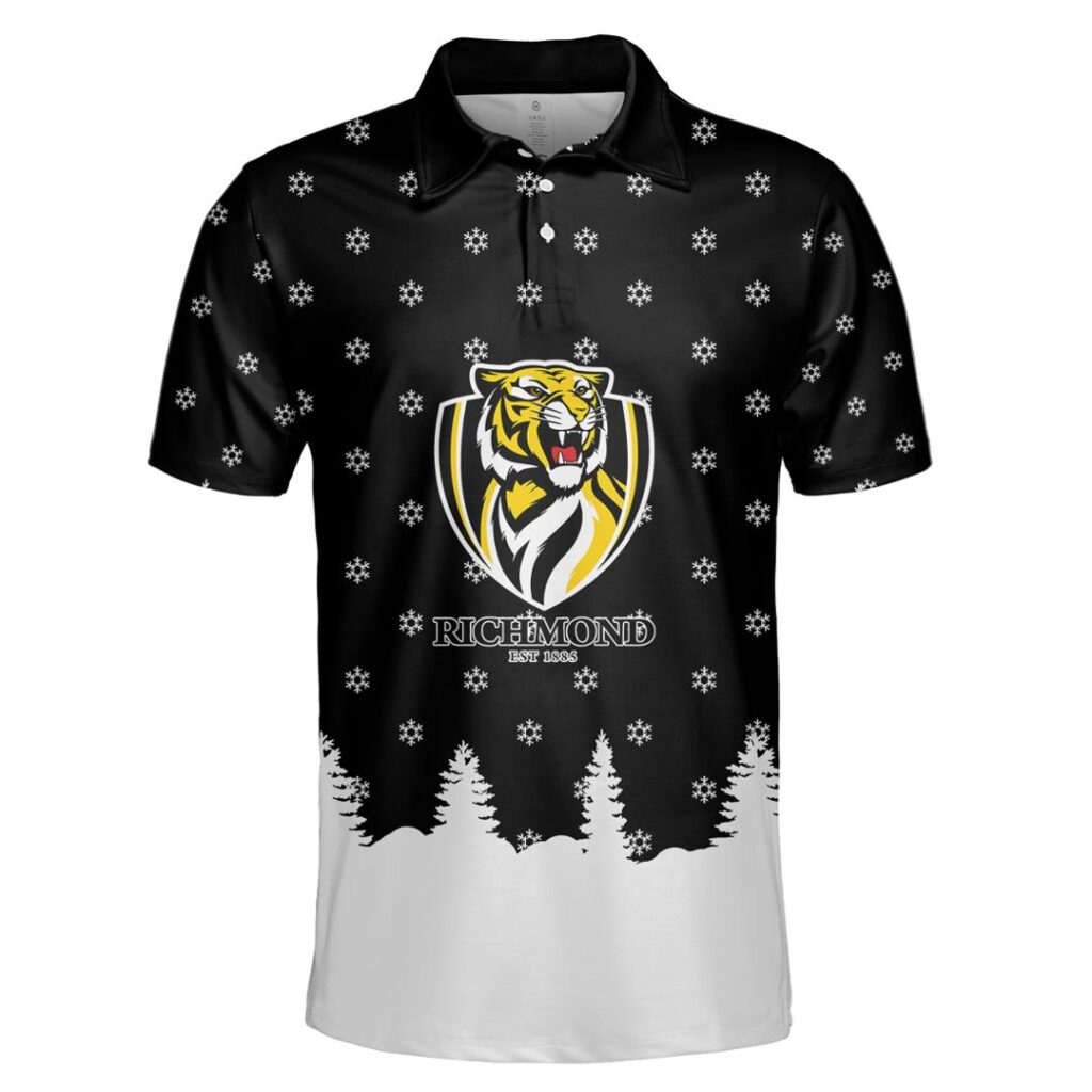 AFL Richmond Tigers Christmas | Custom Name & Number | Hoodie/Zip/T-Shirt/Polo/Knitted Sweaters/Long Paint
