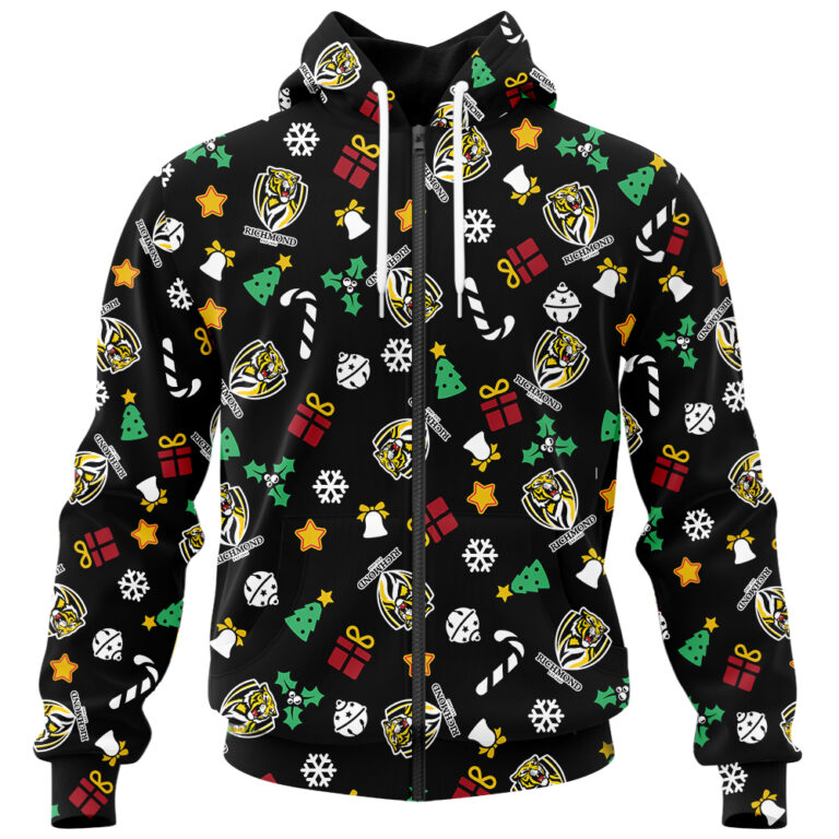 AFL Richmond Tigers Christmas | Custom Name & Number | Hoodie/Zip/T-Shirt/Polo/Knitted Sweaters