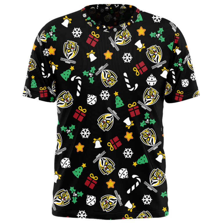 AFL Richmond Tigers Christmas | Custom Name & Number | Hoodie/Zip/T-Shirt/Polo/Knitted Sweaters