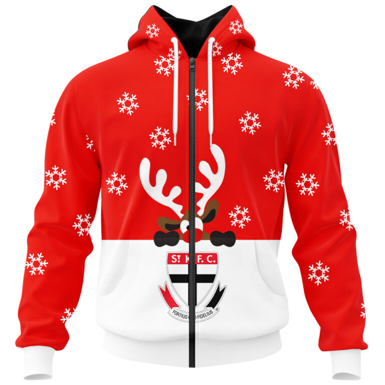 AFL St Kilda Saints Christmas | Custom Name & Number | Hoodie/Zip/T-Shirt/Polo/Knitted Sweaters