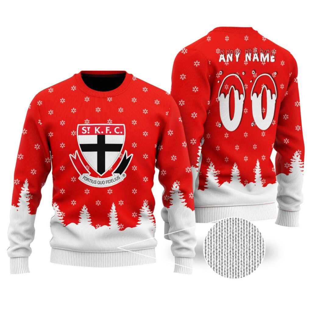 AFL St Kilda Saints Christmas | Custom Name & Number | Hoodie/Zip/T-Shirt/Polo/Knitted Sweaters/Long Paint