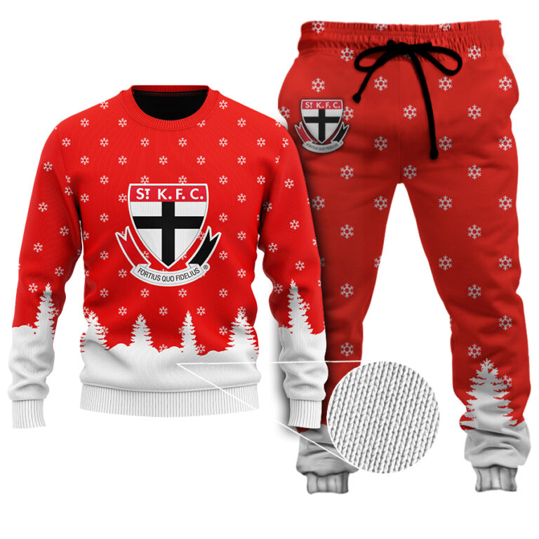 AFL St Kilda Saints Christmas | Custom Name & Number | Hoodie/Zip/T-Shirt/Polo/Knitted Sweaters/Long Paint
