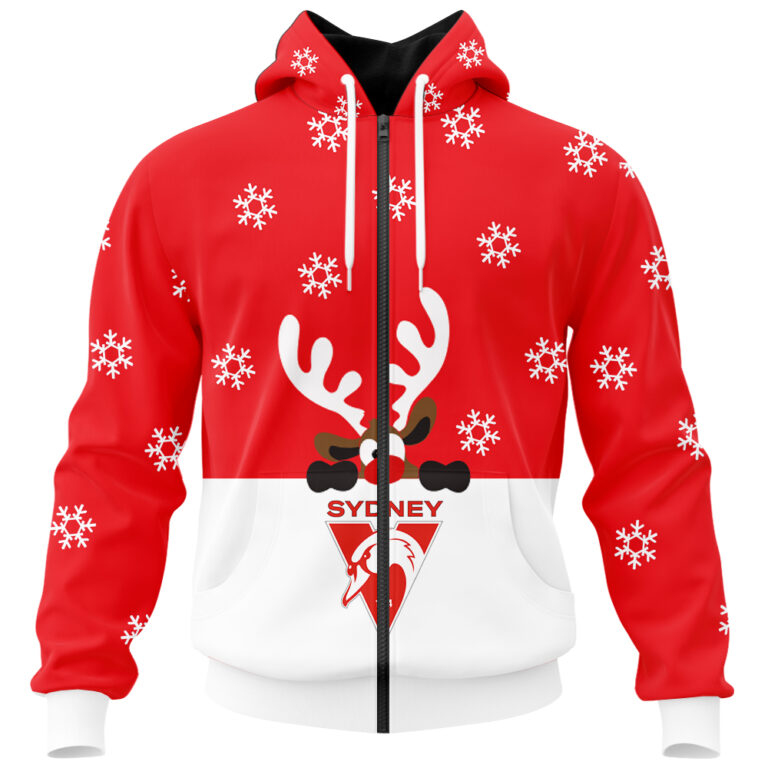 AFL Sydney Swans Christmas | Custom Name & Number | Hoodie/Zip/T-Shirt/Polo/Knitted Sweaters