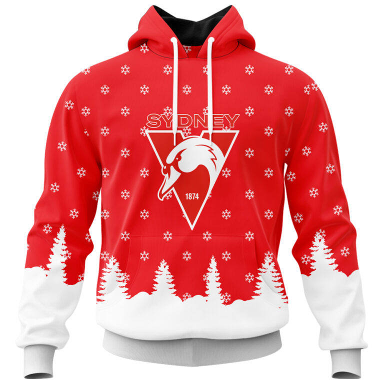 AFL Sydney Swans Christmas | Custom Name & Number | Hoodie/Zip/T-Shirt/Polo/Knitted Sweaters/Long Paint