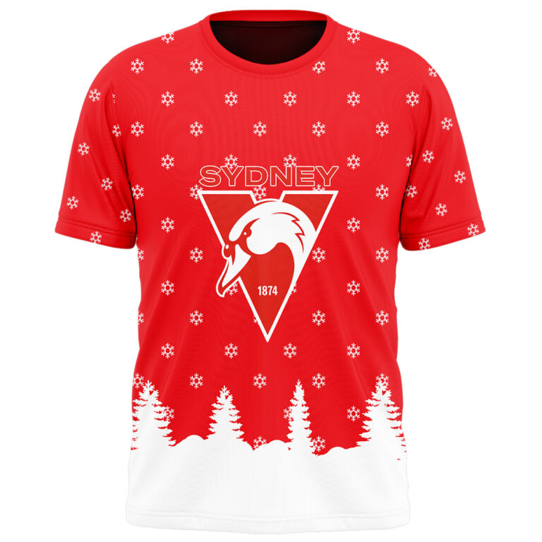 AFL Sydney Swans Christmas | Custom Name & Number | Hoodie/Zip/T-Shirt/Polo/Knitted Sweaters/Long Paint