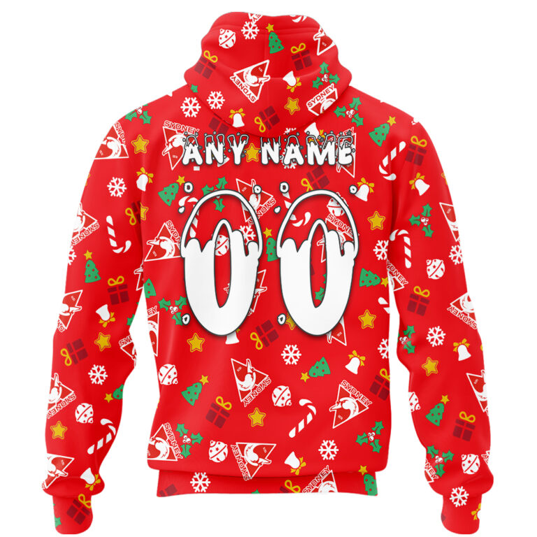 AFL Sydney Swans Christmas | Custom Name & Number | Hoodie/Zip/T-Shirt/Polo/Knitted Sweaters