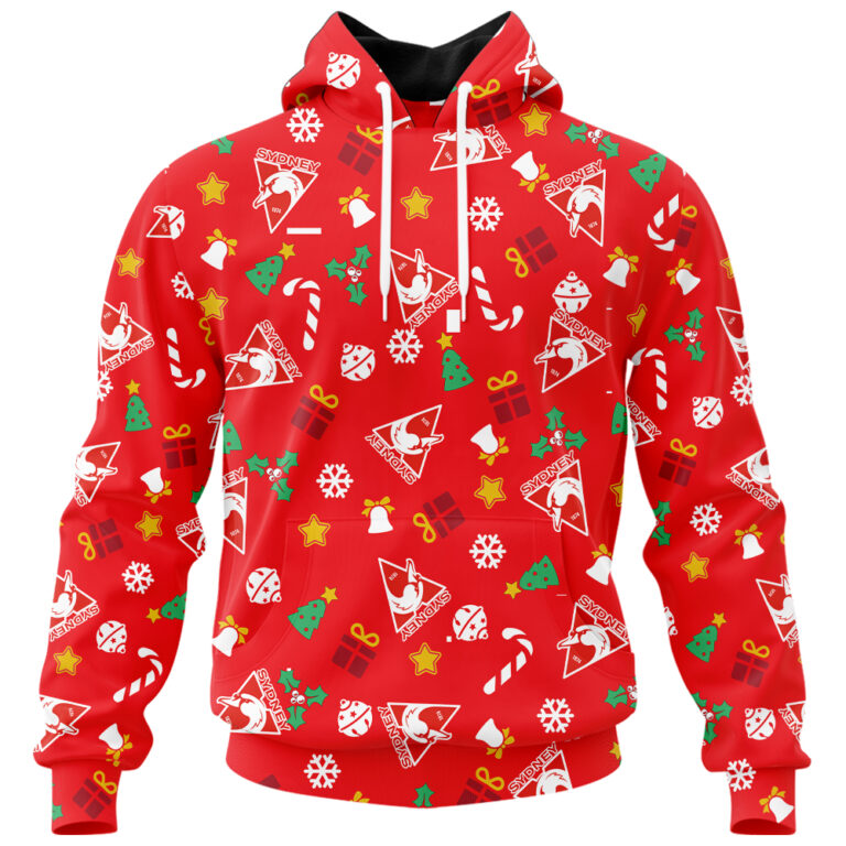 AFL Sydney Swans Christmas | Custom Name & Number | Hoodie/Zip/T-Shirt/Polo/Knitted Sweaters