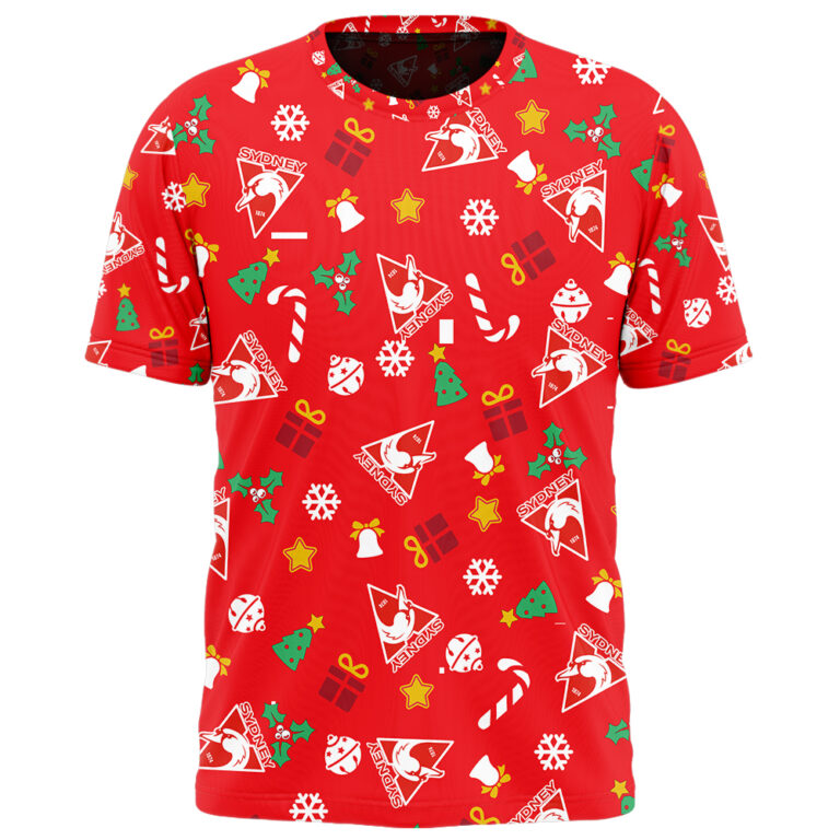 AFL Sydney Swans Christmas | Custom Name & Number | Hoodie/Zip/T-Shirt/Polo/Knitted Sweaters
