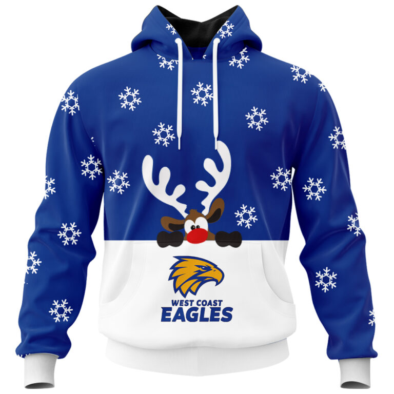 AFL West Coast Eagles Christmas | Custom Name & Number | Hoodie/Zip/T-Shirt/Polo/Knitted Sweaters