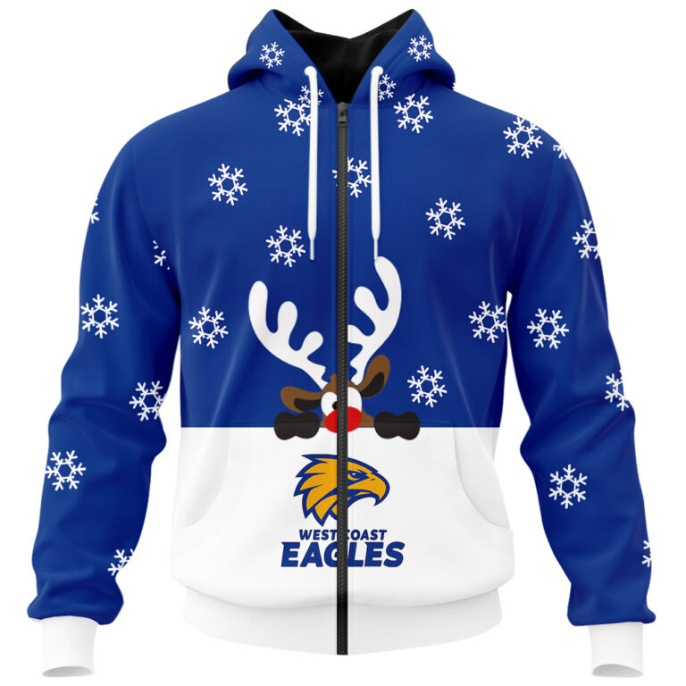 AFL West Coast Eagles Christmas | Custom Name & Number | Hoodie/Zip/T-Shirt/Polo/Knitted Sweaters