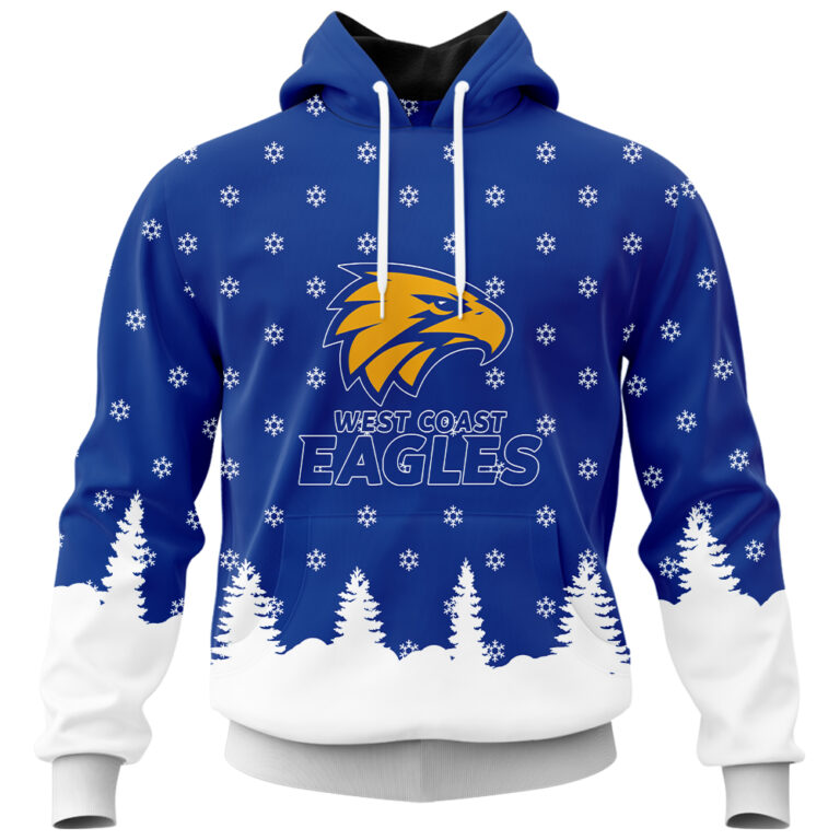 AFL West Coast Eagles Christmas | Custom Name & Number | Hoodie/Zip/T-Shirt/Polo/Knitted Sweaters/Long Paint