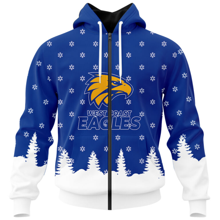 AFL West Coast Eagles Christmas | Custom Name & Number | Hoodie/Zip/T-Shirt/Polo/Knitted Sweaters/Long Paint