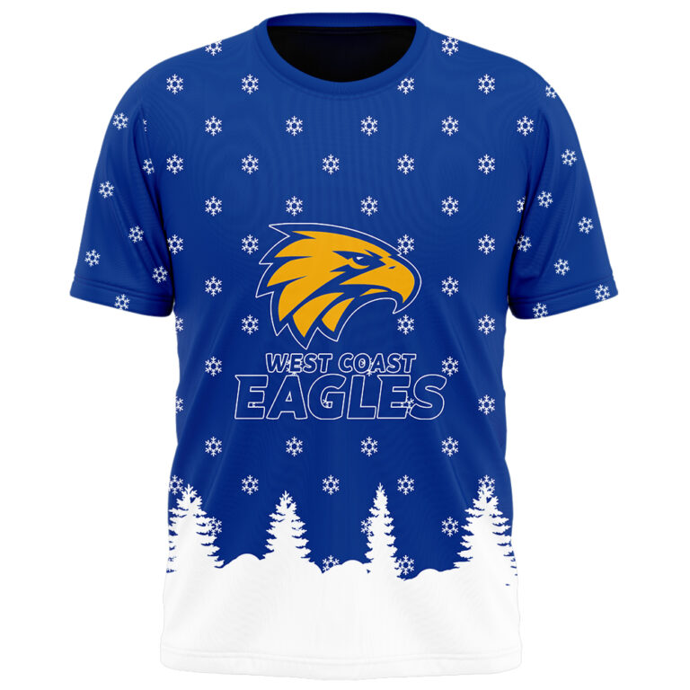 AFL West Coast Eagles Christmas | Custom Name & Number | Hoodie/Zip/T-Shirt/Polo/Knitted Sweaters/Long Paint