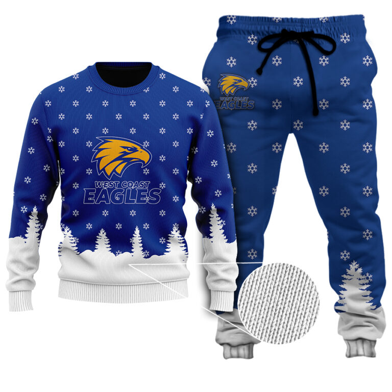 AFL West Coast Eagles Christmas | Custom Name & Number | Hoodie/Zip/T-Shirt/Polo/Knitted Sweaters/Long Paint