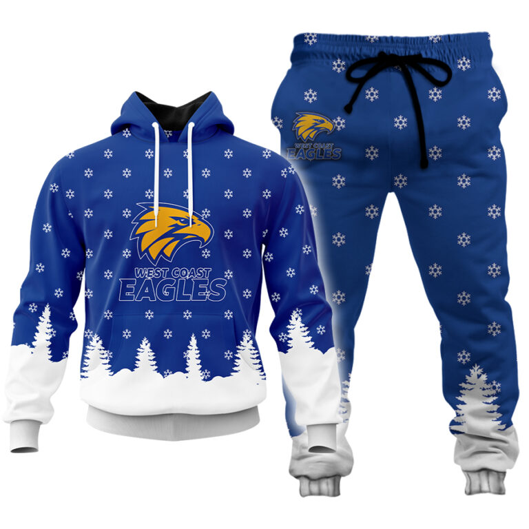 AFL West Coast Eagles Christmas | Custom Name & Number | Hoodie/Zip/T-Shirt/Polo/Knitted Sweaters/Long Paint