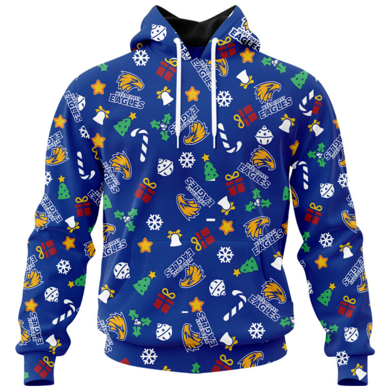 AFL West Coast Eagles Christmas | Custom Name & Number | Hoodie/Zip/T-Shirt/Polo/Knitted Sweaters