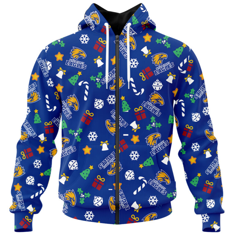 AFL West Coast Eagles Christmas | Custom Name & Number | Hoodie/Zip/T-Shirt/Polo/Knitted Sweaters