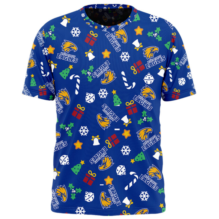 AFL West Coast Eagles Christmas | Custom Name & Number | Hoodie/Zip/T-Shirt/Polo/Knitted Sweaters