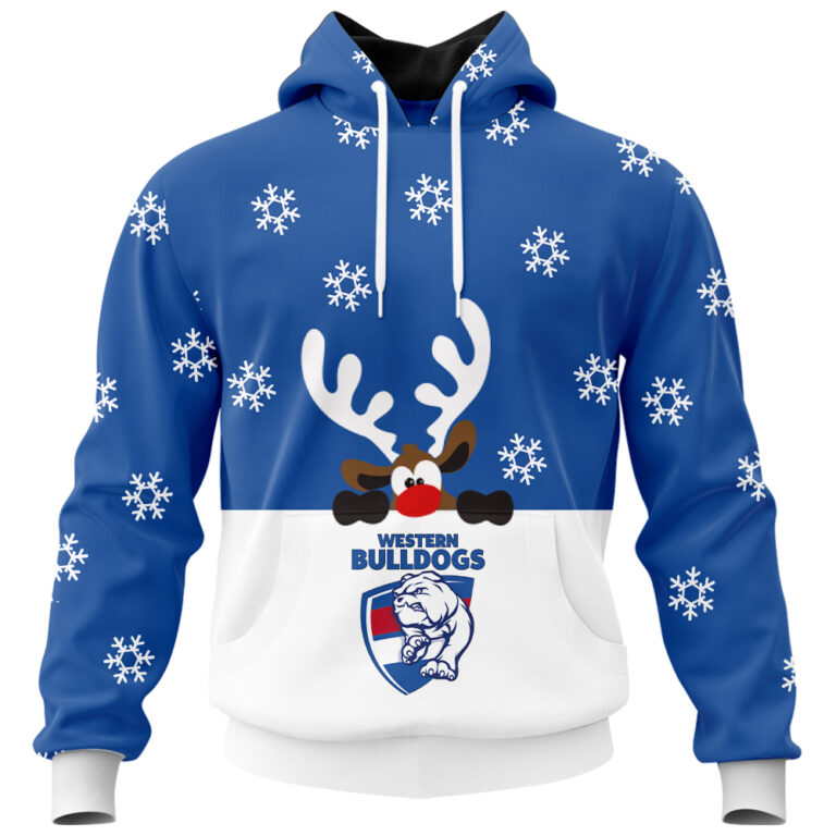 AFL Western Bulldogs Christmas | Custom Name & Number | Hoodie/Zip/T-Shirt/Polo/Knitted Sweaters