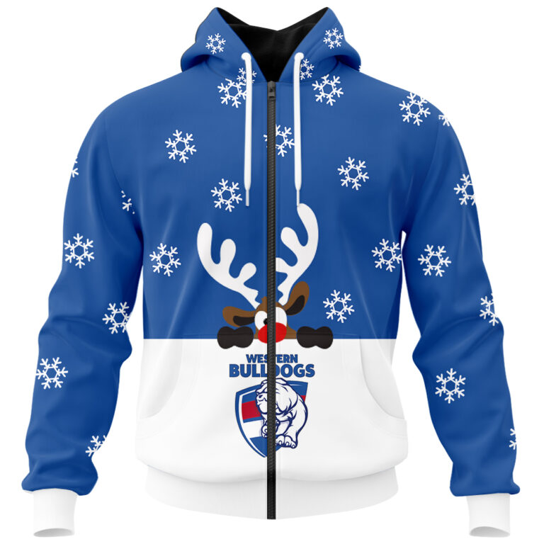 AFL Western Bulldogs Christmas | Custom Name & Number | Hoodie/Zip/T-Shirt/Polo/Knitted Sweaters