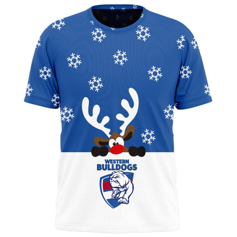 AFL Western Bulldogs Christmas | Custom Name & Number | Hoodie/Zip/T-Shirt/Polo/Knitted Sweaters