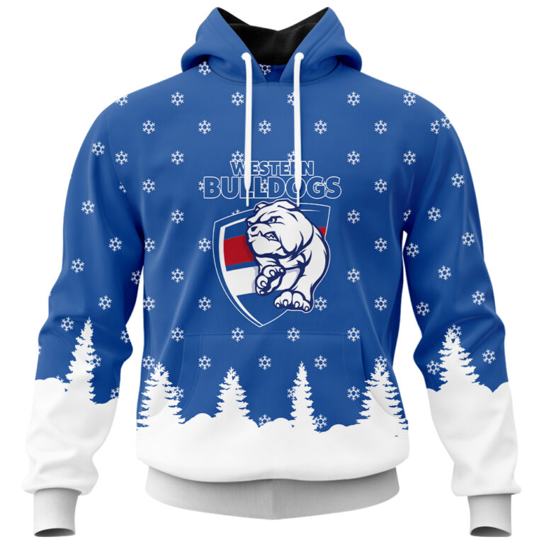 AFL Western Bulldogs Christmas | Custom Name & Number | Hoodie/Zip/T-Shirt/Polo/Knitted Sweaters/Long Paint