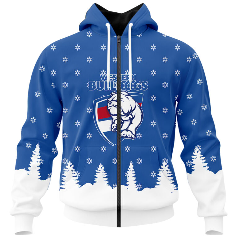 AFL Western Bulldogs Christmas | Custom Name & Number | Hoodie/Zip/T-Shirt/Polo/Knitted Sweaters/Long Paint