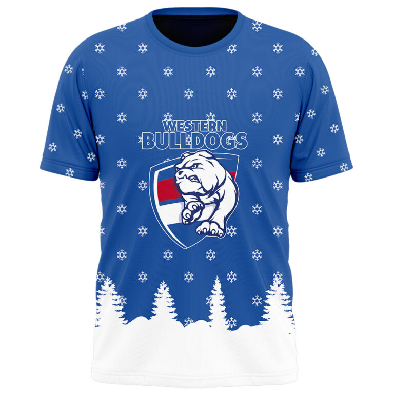 AFL Western Bulldogs Christmas | Custom Name & Number | Hoodie/Zip/T-Shirt/Polo/Knitted Sweaters/Long Paint