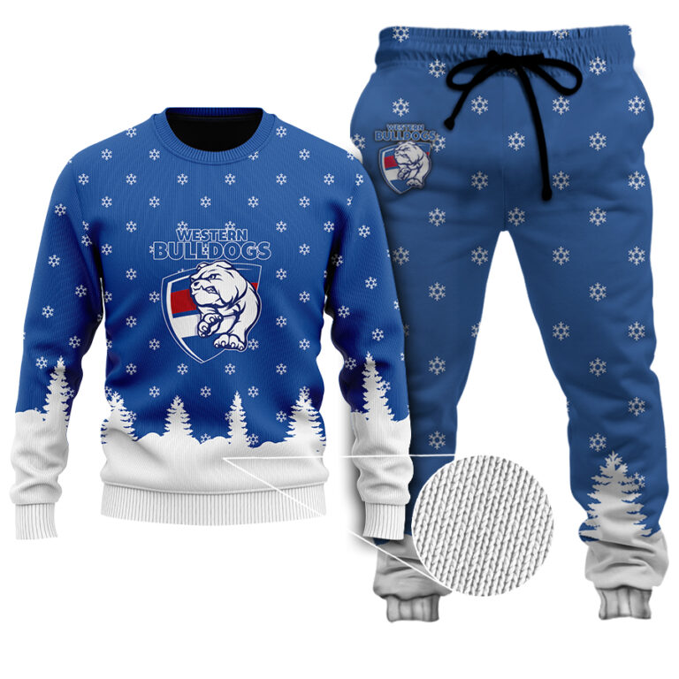 AFL Western Bulldogs Christmas | Custom Name & Number | Hoodie/Zip/T-Shirt/Polo/Knitted Sweaters/Long Paint