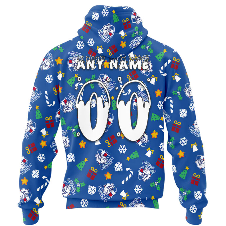 AFL Western Bulldogs Christmas | Custom Name & Number | Hoodie/Zip/T-Shirt/Polo/Knitted Sweaters