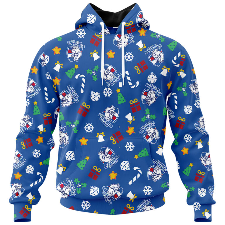 AFL Western Bulldogs Christmas | Custom Name & Number | Hoodie/Zip/T-Shirt/Polo/Knitted Sweaters