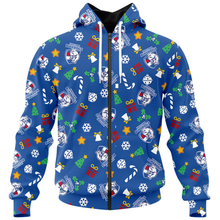 AFL Western Bulldogs Christmas | Custom Name & Number | Hoodie/Zip/T-Shirt/Polo/Knitted Sweaters