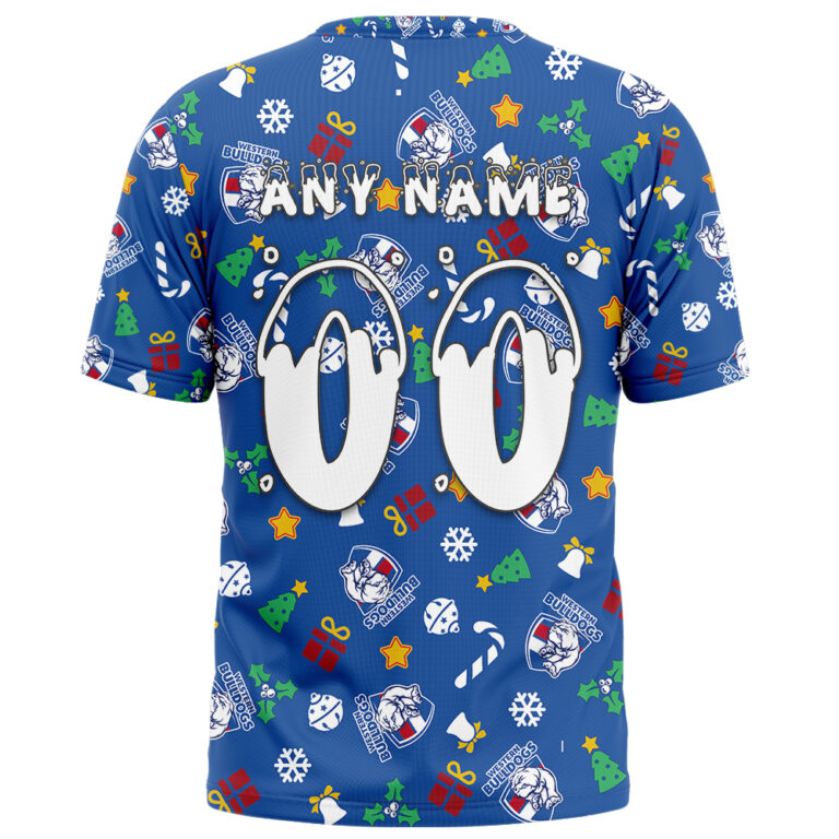 AFL Western Bulldogs Christmas | Custom Name & Number | Hoodie/Zip/T-Shirt/Polo/Knitted Sweaters