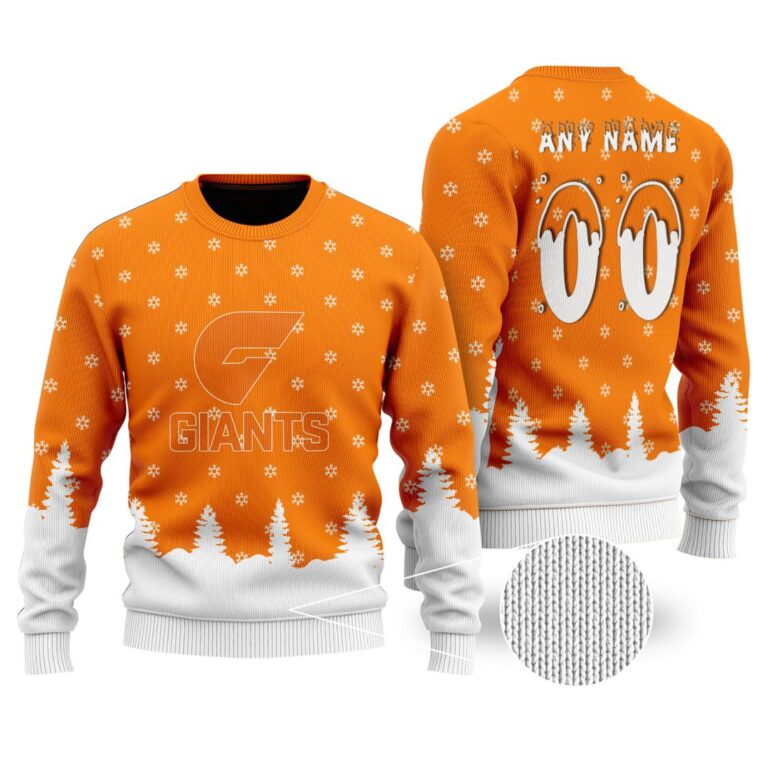 AFL Greater Western Sydney Giants Christmas | Custom Name & Number | Hoodie/Zip/T-Shirt/Polo/Knitted Sweaters/Long Paint