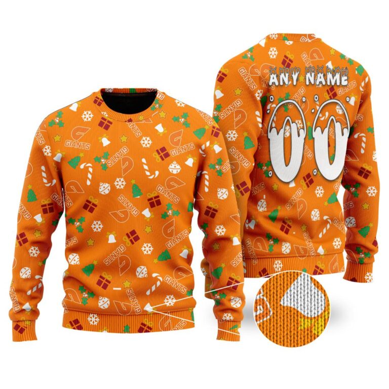 AFL Greater Western Sydney Giants Christmas | Custom Name & Number | Hoodie/Zip/T-Shirt/Polo/Knitted Sweaters