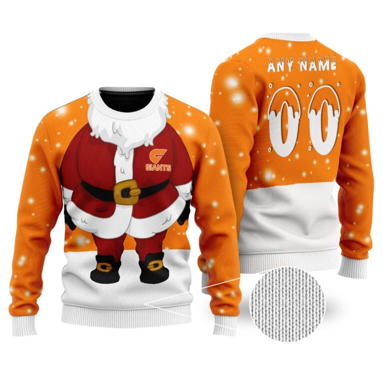 AFL Greater Western Sydney Giants Christmas | Custom Name & Number | Hoodie/Zip/T-Shirt/Polo/Knitted Sweaters