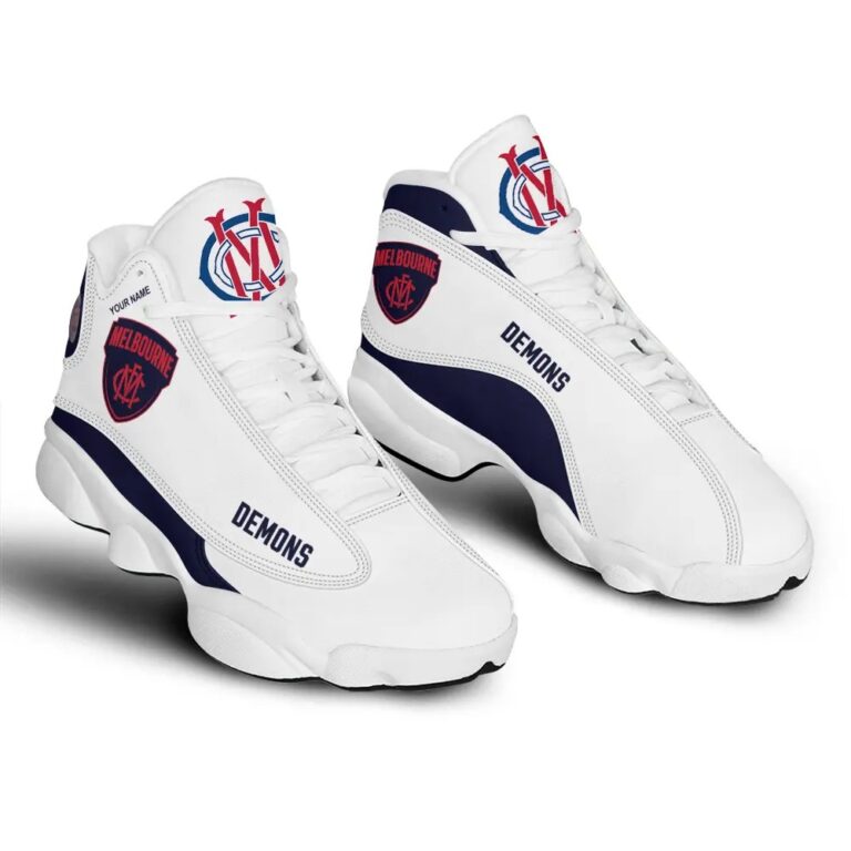 AFL Melbourne Demons Custom Name White Air Jordan 13 Shoes