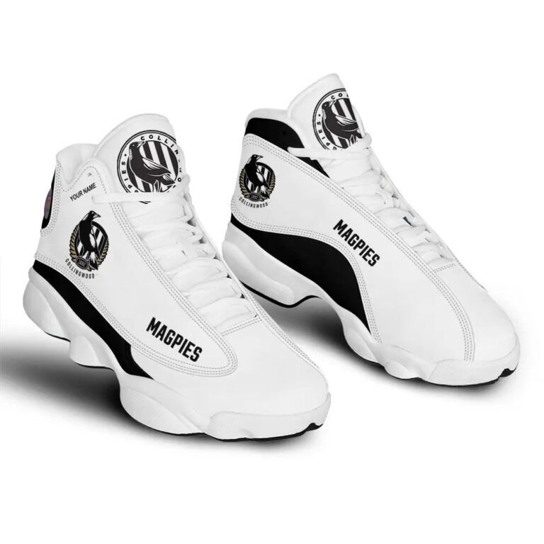 AFL Collingwood Magpies Custom Name Air Jordan 13 Shoes