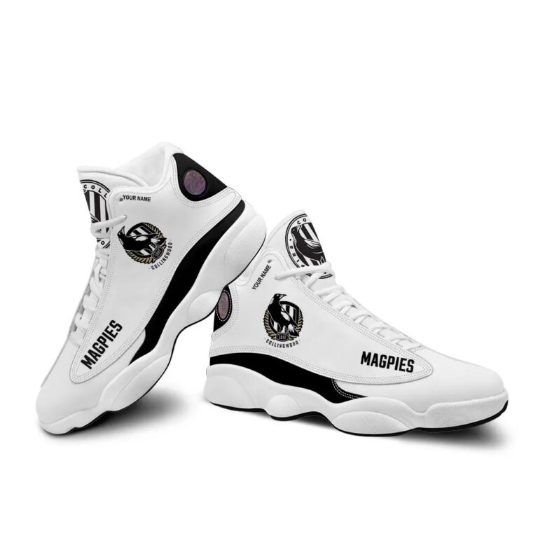 AFL Collingwood Magpies Custom Name Air Jordan 13 Shoes