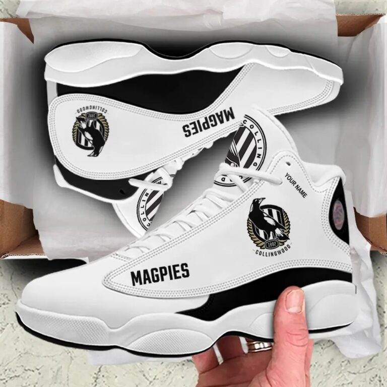 AFL Collingwood Magpies Custom Name Air Jordan 13 Shoes