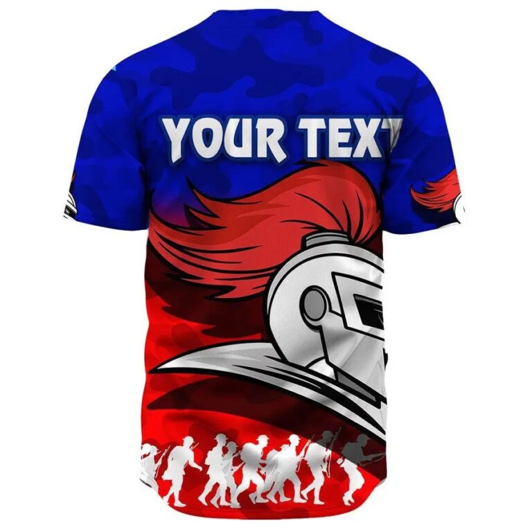 NRL Newcastle Knights Anzac Camouflag Custom Text Baseball Jersey