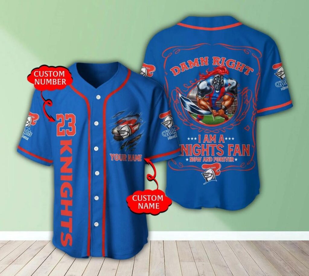 NRL Newcastle Knights Fan Now And Forever Custom Name Number Baseball Jersey