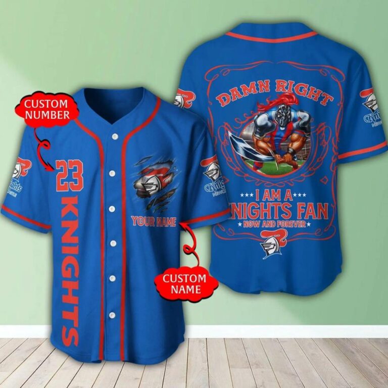 NRL Newcastle Knights Fan Now And Forever Custom Name Number Baseball Jersey