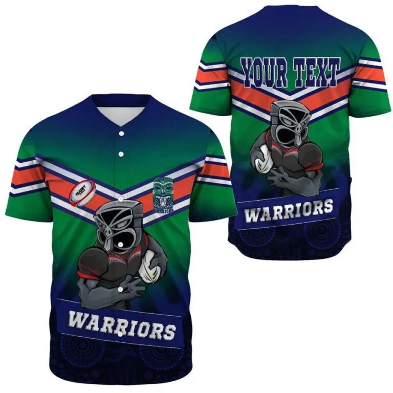NRL New Zealand Warriors Mascot Custom Text Baseball Jersey