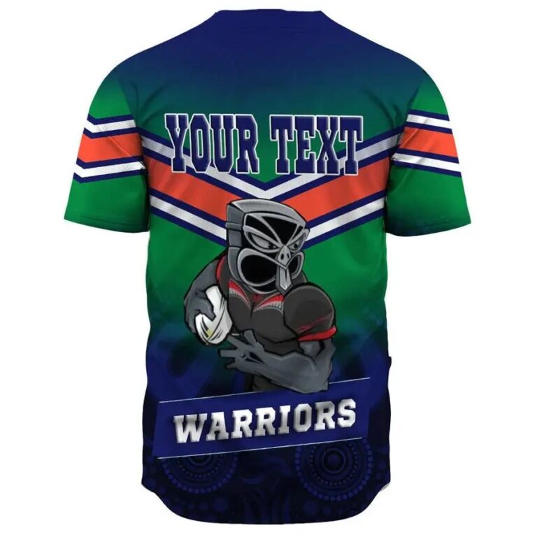 NRL New Zealand Warriors Mascot Custom Text Baseball Jersey
