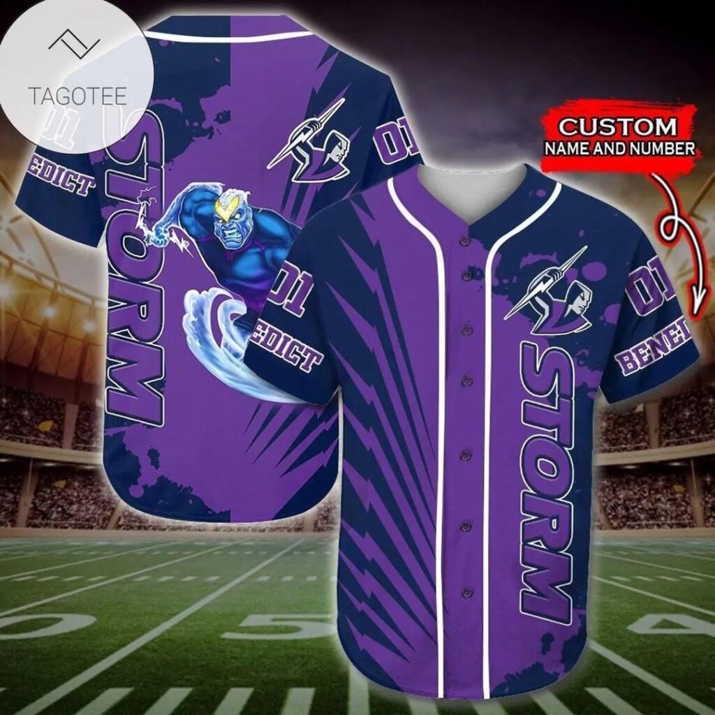 NRL Melbourne Storm Purple Custom Name Number Baseball Jersey
