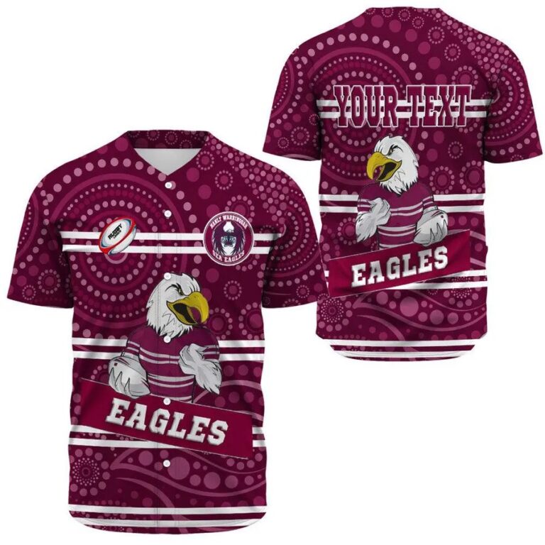 NRL Manly Warringah Sea Eagles Custom Text Indigenous Baseball Jersey