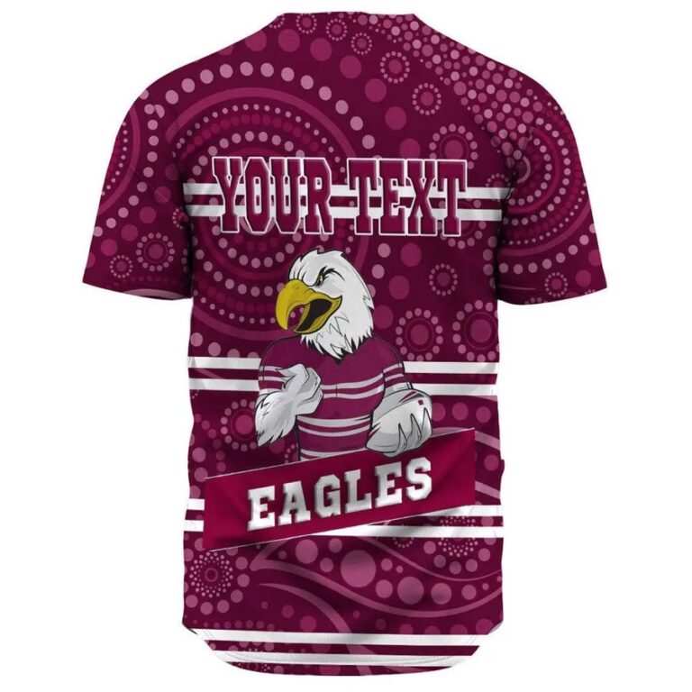NRL Manly Warringah Sea Eagles Custom Text Indigenous Baseball Jersey